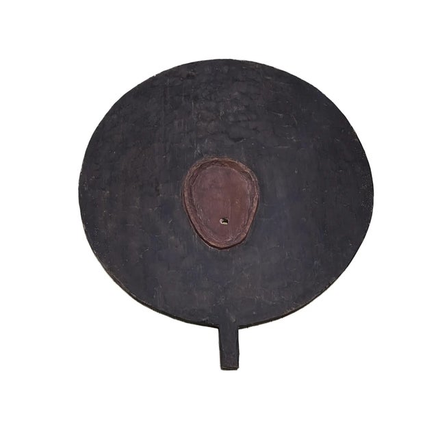 White Vintage African Lg Wooden Baule Tribe Moon Mask I Coast 38" H For Sale - Image 8 of 9