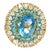 Bochic “Flamenco” Blue Topaz & White Topaz Gems 18k Gold & Silver Cocktail Ring Size 8 For Sale