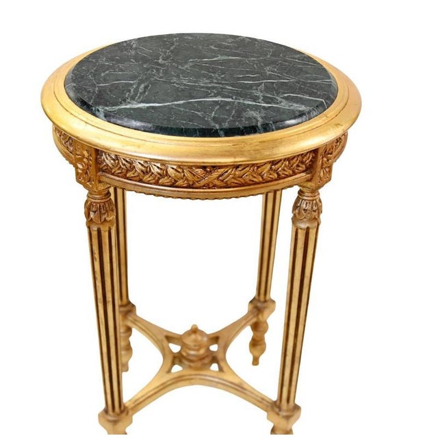 Louis XVI French Side Tables in Giltwood with Marble Top, Set of 2 For Sale - Image 4 of 5