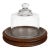 1970s French-Engraved Glass Cloche on Turned Wood Base For Sale