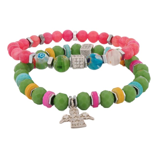 Spring Vibes Angel Charm Colorful Protection Bracelet Set For Sale
