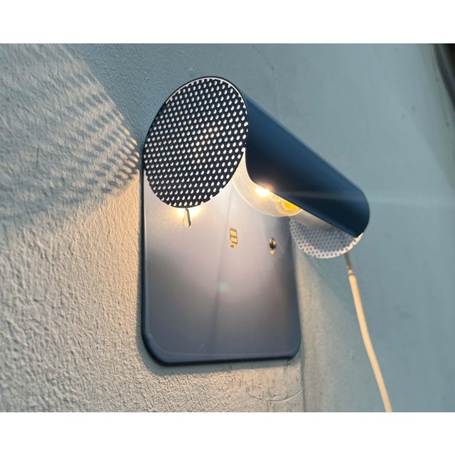 Danish Postmodern Light Blue Perforated Metal Pendant from Abo Randers, 1980s For Sale - Image 15 of 18