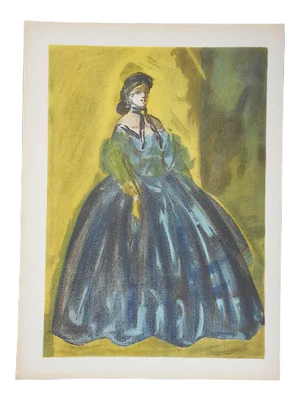 Vintage Mid 20th C. Lithograph From Verve by Constantin Guys