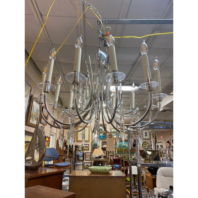 1960s Prescelite Silver Chandelier Attributed to Gaetano Sciolari For Sale - Image 9 of 9