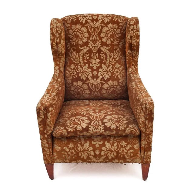 Textile Silk Velvet Lounge Chair, 1900s For Sale - Image 7 of 12