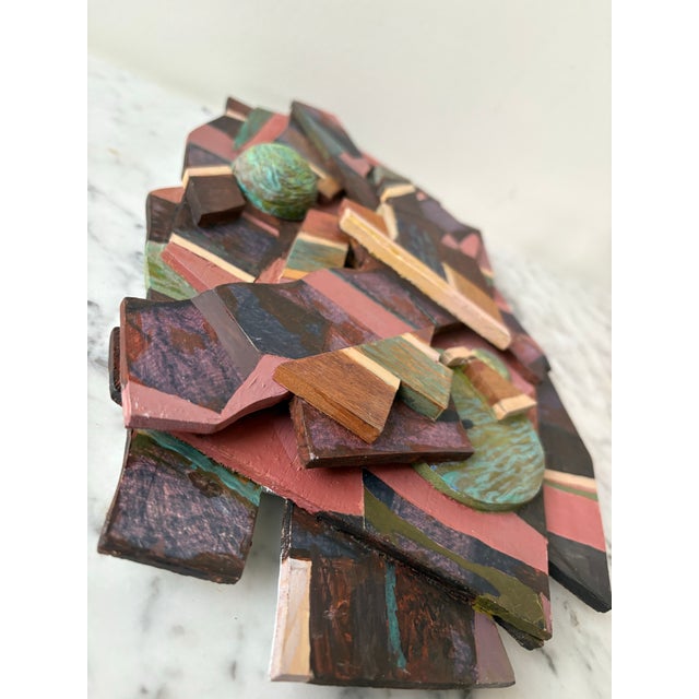 1980s “Autumn” Abstract Painted Wood Sculpture by Ethel Farkas For Sale - Image 5 of 5