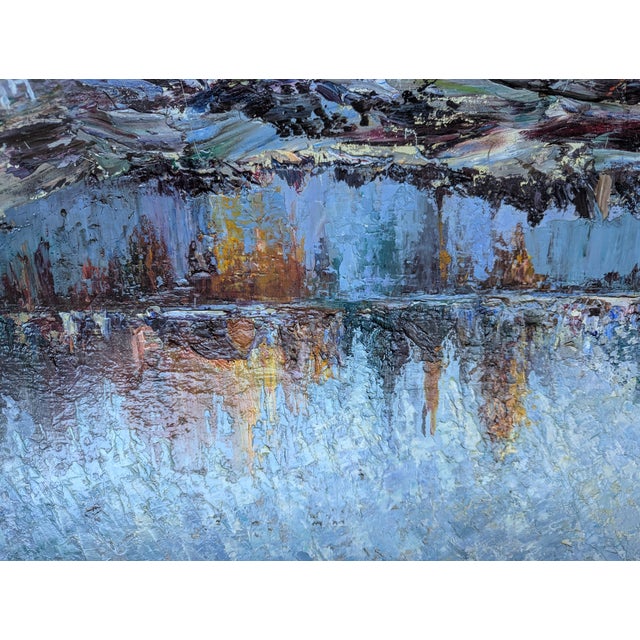 Early 1900's Cityscape, Impressionist Style Oil Painting of Reflections on Water by Artist Lebedeff/Lebedev For Sale In New York - Image 6 of 11