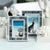 A beautiful line pattern wraps around this frame in a classic blue-and-white scheme. It would look lovely next to a vase...