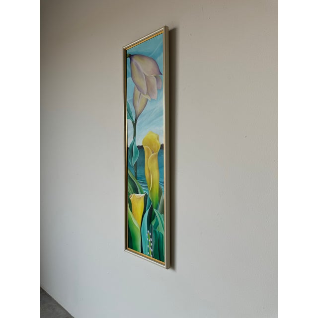 Vintage Calla Lilies Still Life Oil Painting, Framed For Sale - Image 4 of 11