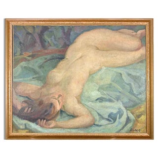 Nino Bertoletti, Lying Woman, Oil on Canvas, 1930s For Sale