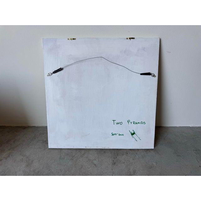 Two Pyramids — Contemporary Mixed Media Geometric Wall Art, Signed & Dated 2022 For Sale - Image 12 of 12
