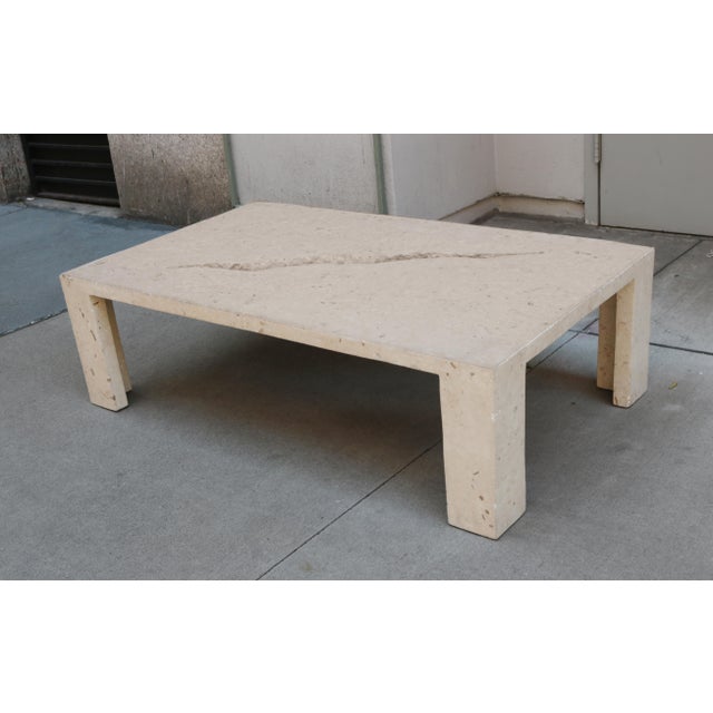 Modernist coffee table by Marizo Cecchi. Travertine.
