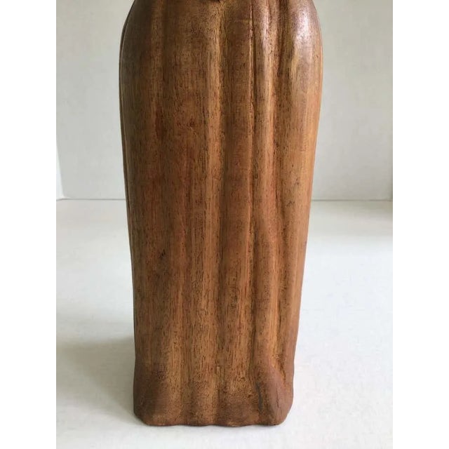 Figurative 1960s Carved Wood Sculpture of Monk or Friar Wearing Robe For Sale - Image 3 of 12