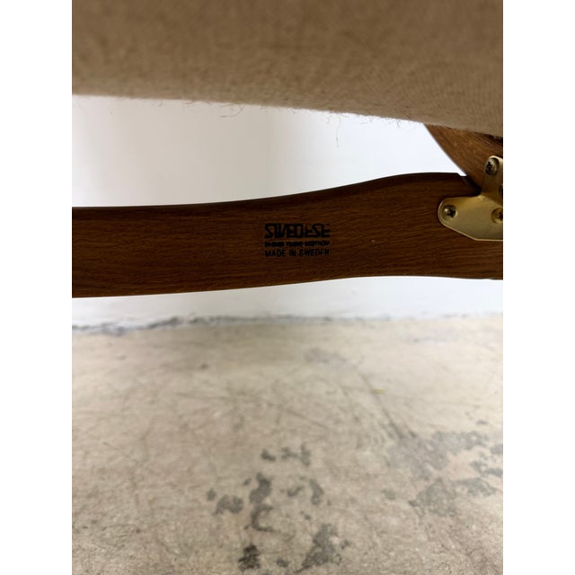 Yngve Ekström Lamino Teak Wood Frame Armchair With Sheepskin Fabric for Swedese For Sale - Image 14 of 16