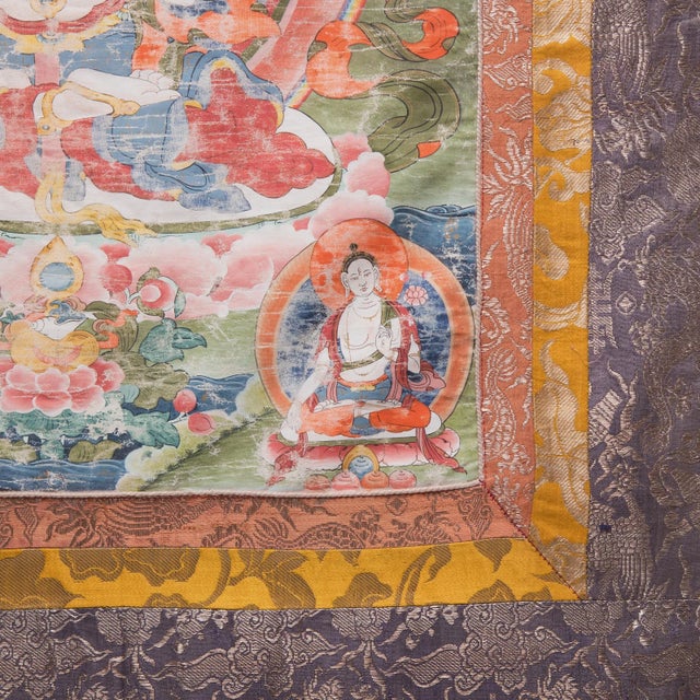 19th Century Tibetan Thangka of Chenresi on Silk For Sale - Image 4 of 8
