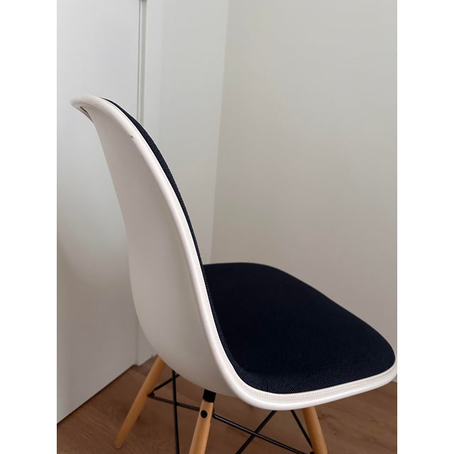 Modern Vitra Eames Upholstered Molded Plastic Side Chair For Sale - Image 3 of 13
