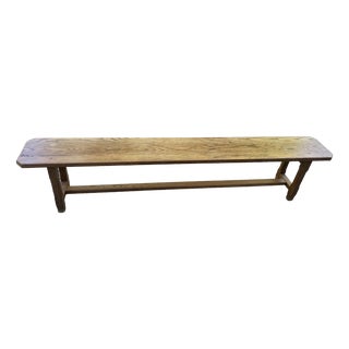 Rustic Oak Farmhouse Bench, 1950s For Sale