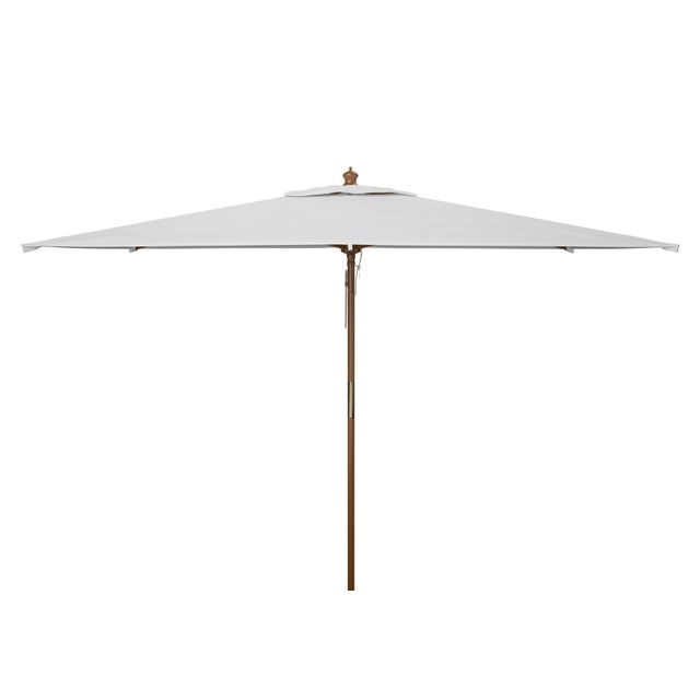 Spritely Home Aklin 6.5Ft X 10Ft Rectangle Wooden Pulley Market Umbrella (No Tilt), Ivory For Sale - Image 4 of 4