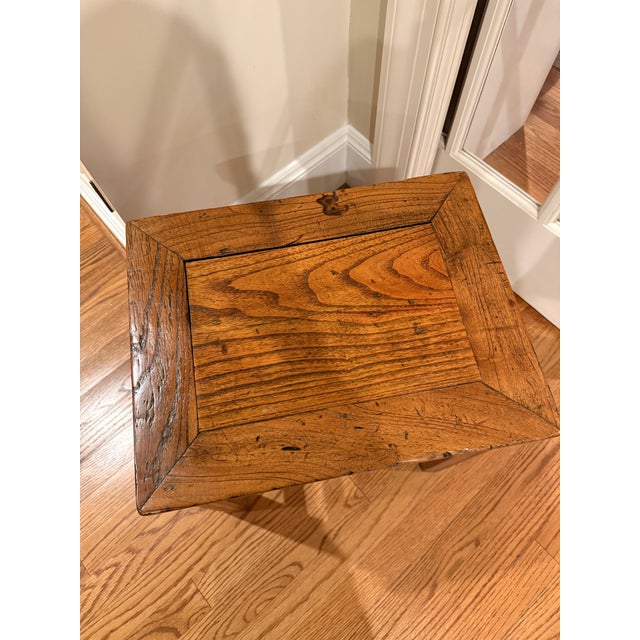 Wood Antique Chinese Hardwood Elm Low Side Table / Stool For Sale - Image 7 of 17