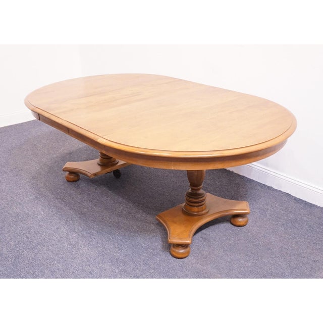 Ethan Allen Ethan Allen Heirloom Nutmeg Maple Colonial Early American 79" Double Pedestal Dining Table 10-6094 For Sale - Image 4 of 13