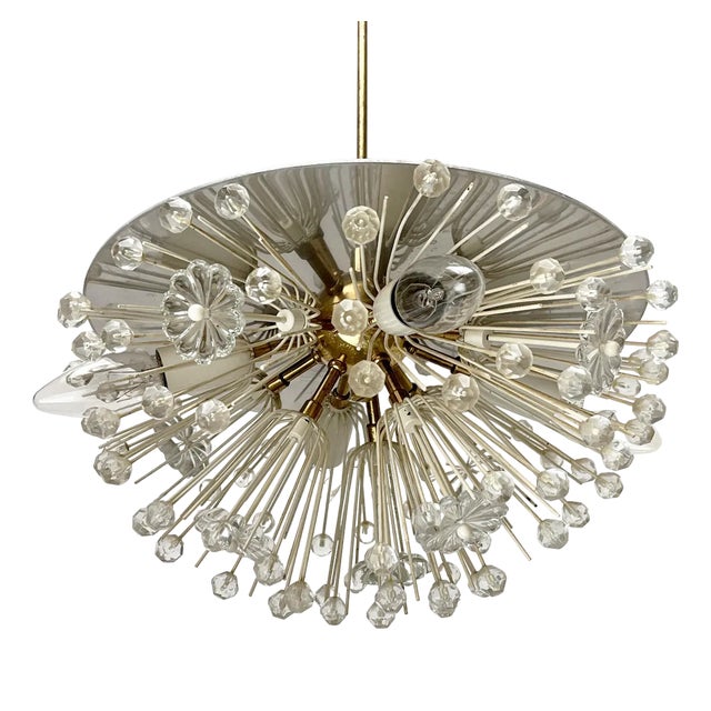 Mid-Century Austrian Flower Snowflake Pendant Lamp by Emil Stejnar for Rupert Nikoll, Vienna, Austria, 1950s For Sale