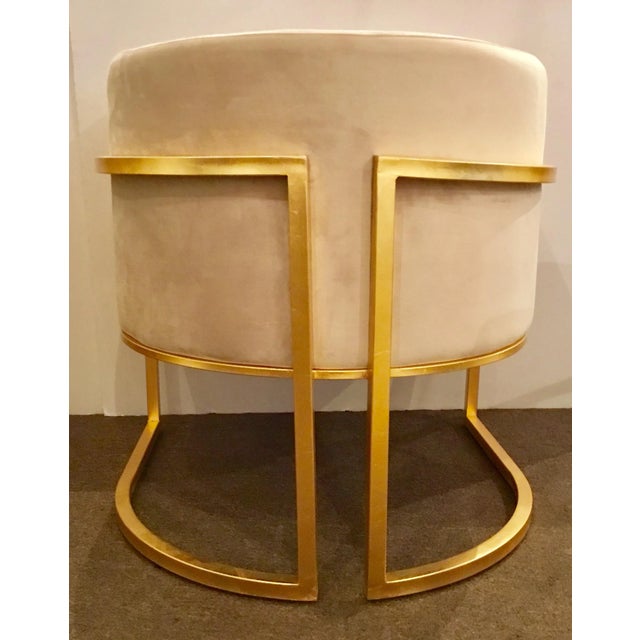 Worlds Away Modern Cream and Gold Barrel Back Jenna Lounge Chair For Sale In Atlanta - Image 6 of 7