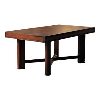 Modernist Oak Table with Checkerboard Veneer Top, France, 1940 For Sale