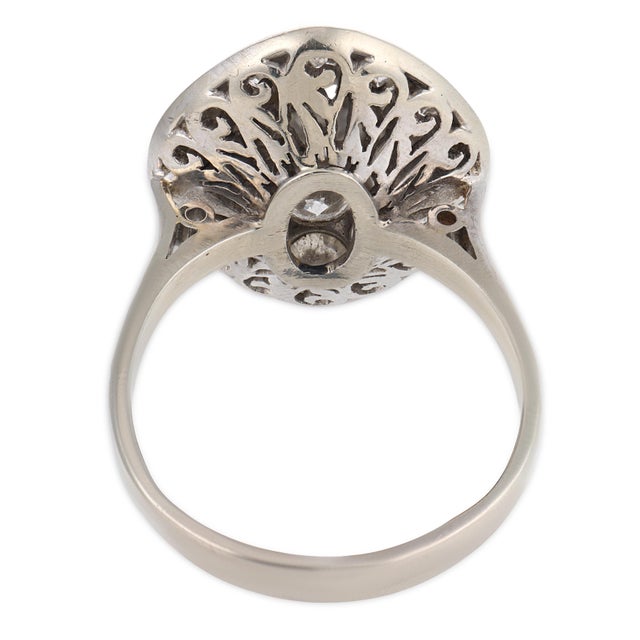 1930s Art Deco 3.50 Carat Diamond 18k White Gold Navette Ring, Size 9.25 For Sale In Los Angeles - Image 6 of 6