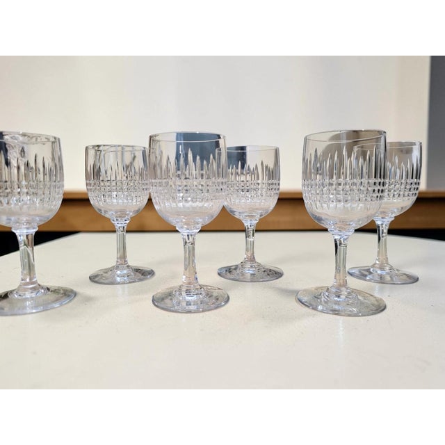Crystal Port Wine Glasses with Nancy Pattern from Baccarat, 1890s, Set of 6 For Sale - Image 8 of 8