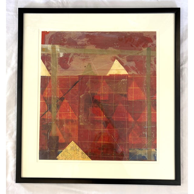 Contemporary C1979 Original Steven Sorman (American 1948-Present) Mixed Media Framed Collage 'Untitled Red' For Sale - Image 3 of 18