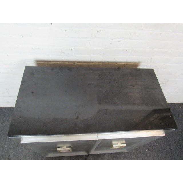 Mid-Century Modern Mid 20th Century Silver Painted Cabinet w/ Marble For Sale - Image 3 of 8