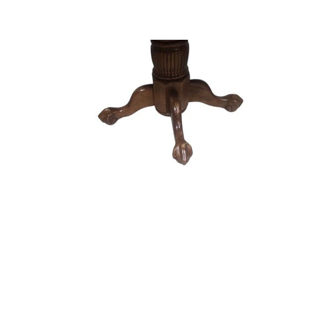 American Vintage Solid Oak Claw Foot Pedestal Dining Table With 24" Leaf | 48" Round Expands to 72" For Sale - Image 3 of 6