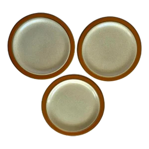 1990s Sears Sahara Japan Orange Dinner Plate - Set of 3, Stoneware, Orange Color Band