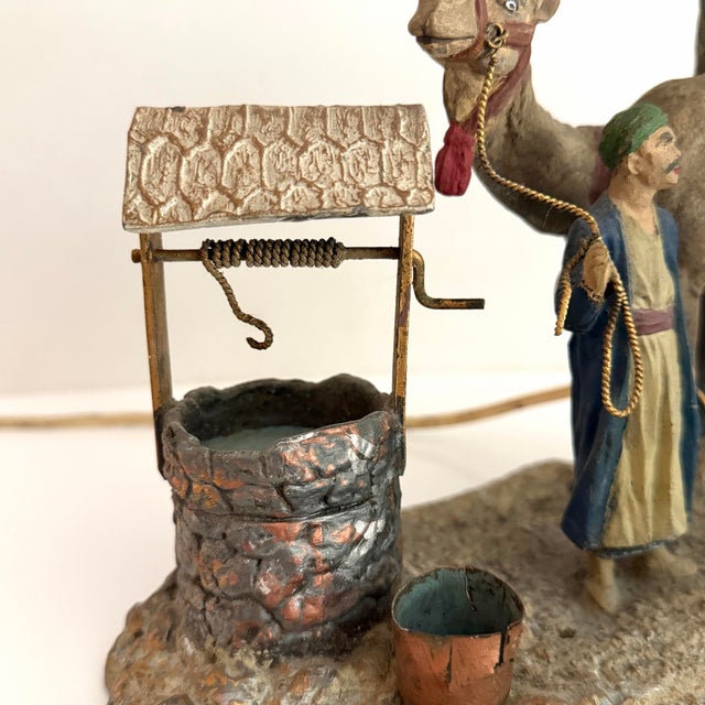 Metal Vintage Austrian Orientalist Lamp in the Style of Franz Bergman For Sale - Image 7 of 12