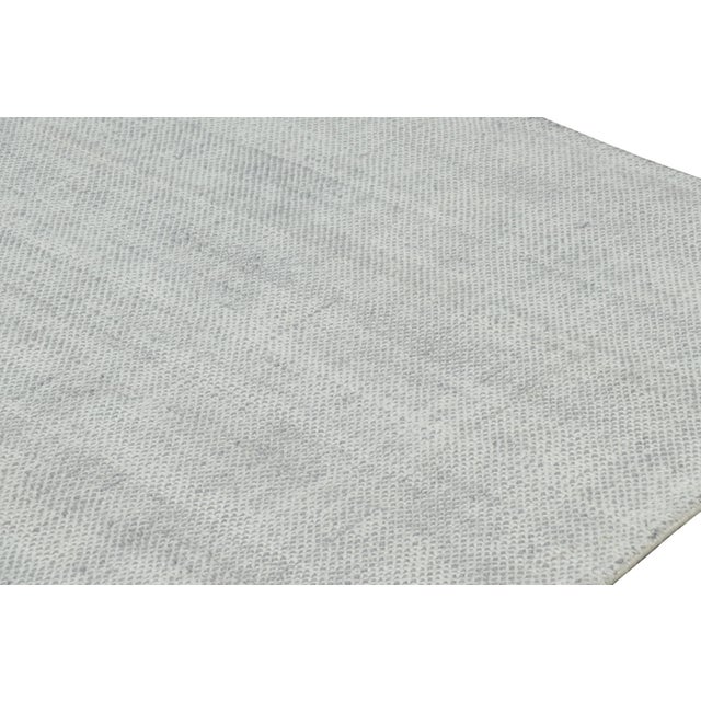 Modern Rug & Kilim’s Oversized Textural Rug in Light Gray and Blue Tones & Striae -11'x18' For Sale - Image 3 of 6