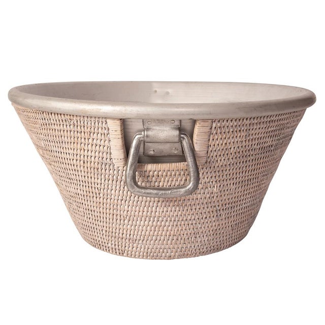 Artifacts Rattan Aluminum Ice Tub in White Wash For Sale In Houston - Image 6 of 7