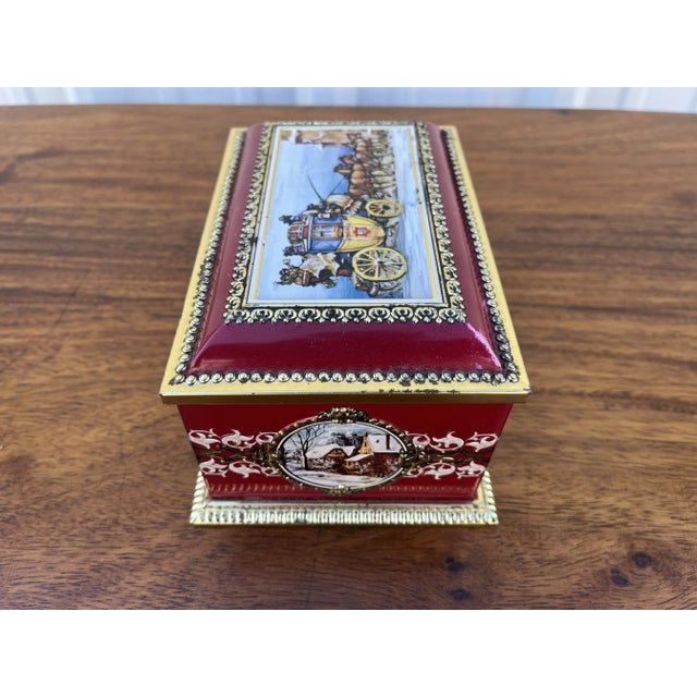 Metal 1970's Western Germany Christmas Cookie Tin Container For Sale - Image 7 of 12