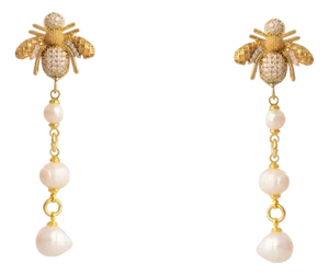 Queen Bee Pearl & Diamond Earrings, A Pair