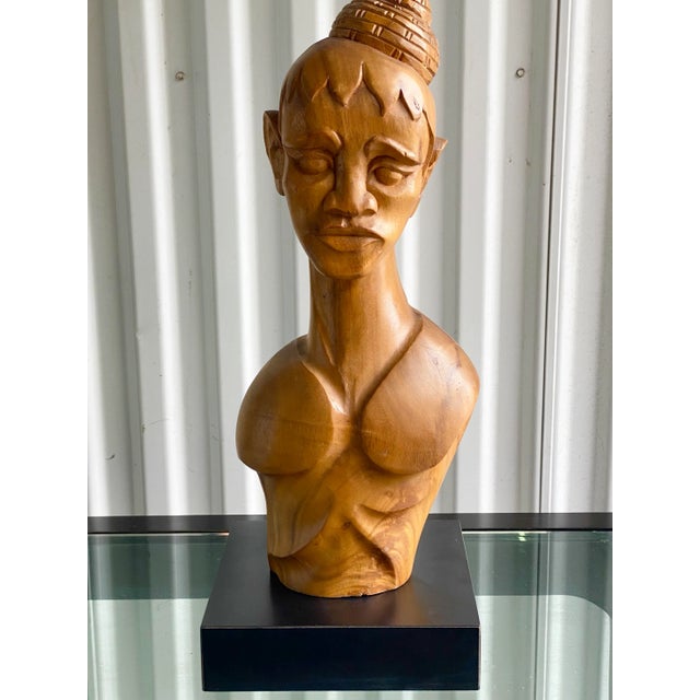 Mid 20th Century Vintage Hand Carved Female Bust For Sale - Image 5 of 10
