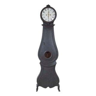 19th Century Swedish Mora Clock in Black Paint For Sale