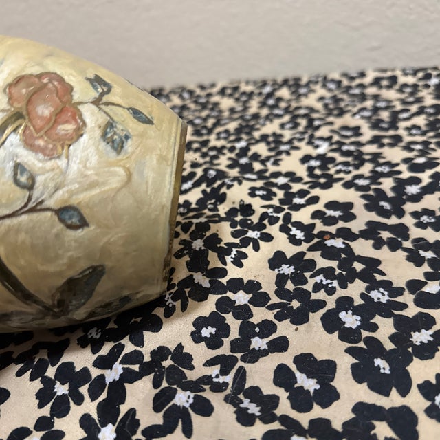 Metal Vintage Hand-Painted Cloisonné Brass Ginger Jar With Floral Enamel For Sale - Image 7 of 7
