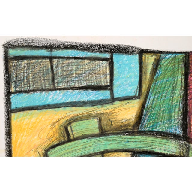 2000 - 2009 The Desk Chair - Cubist Interior Scene in Crayon on Paper by Michael William Eggleston For Sale - Image 5 of 5