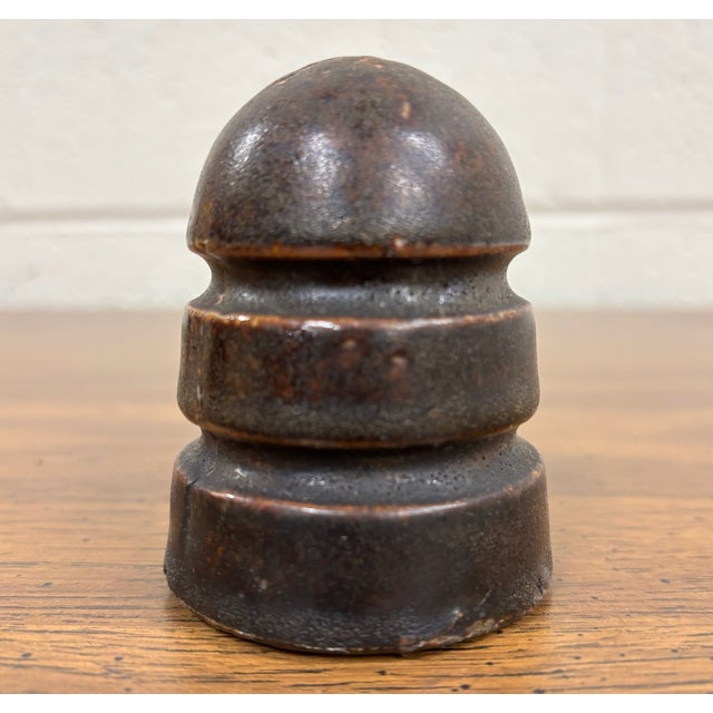 Antique Brown Ceramic Mushroom Cap Glazed Brown Insulator For Sale - Image 4 of 6