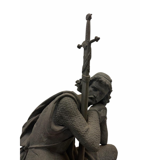 An authentic late 19th to early 20th-century French patinated spelter sculpture titled "Le Cid" by French sculptor Eugène...