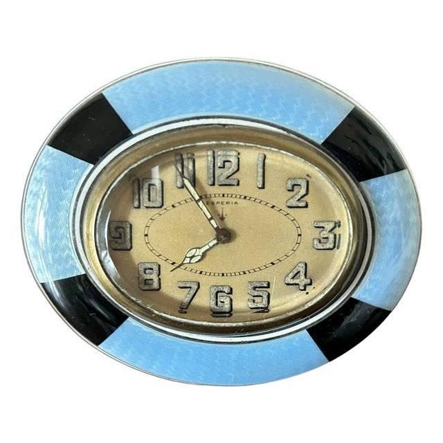 Art Deco Clock in Metal and Enamel, Esperia, 1930s For Sale - Image 11 of 11