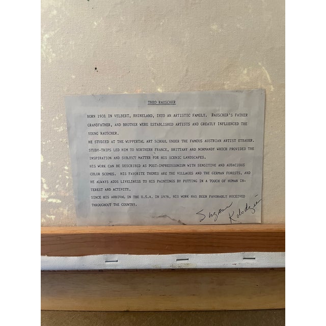 Original European Village Landscape Oil on Canvas Painting - Signed Theo Rauscher For Sale - Image 11 of 11