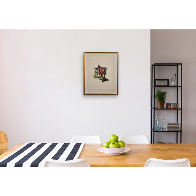 Elin Sian Blake, Polo Match, Cirencester, Player and Pony, Watercolour, Framed For Sale - Image 16 of 18