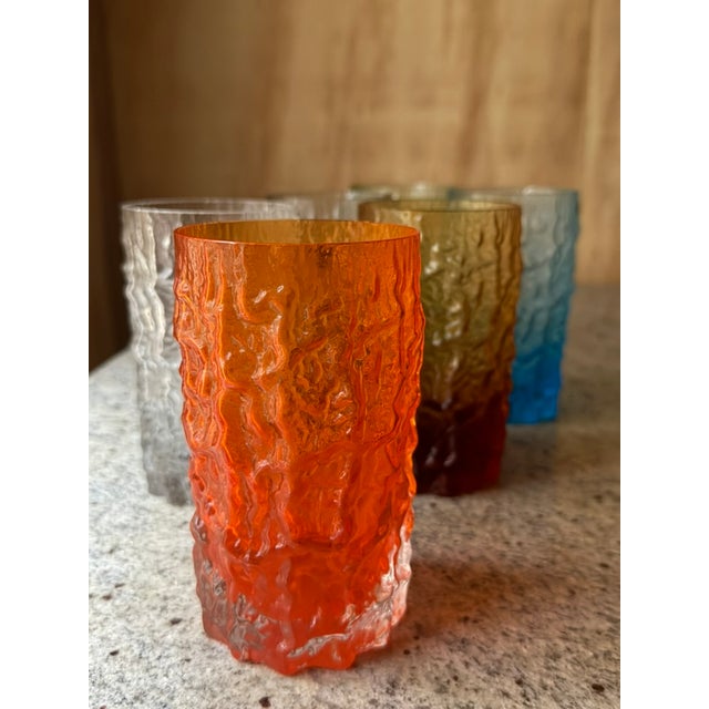 Italian Textured Bark Glasses in the style of Geoffrey Baxter, 1960s, Set of 6 For Sale - Image 18 of 18