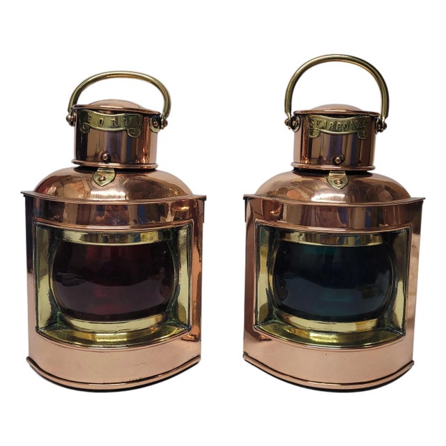 English Port and Starboard Ships Lanterns For Sale