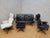 MCM Homecrest Black Wire 2 Swivel Lounges, Loveseat and Ottoman Newly Reupholstered For Sale - Image 11 of 11